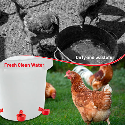 Chicken Water Cups, Automatic Chicken Waterer Kit for Poultry, 3/8 Inch Thread Filling Waterer Poultry Drinking Bowl for Chicken, Ducks, Birds, Turkeys Etc (12 Pack)