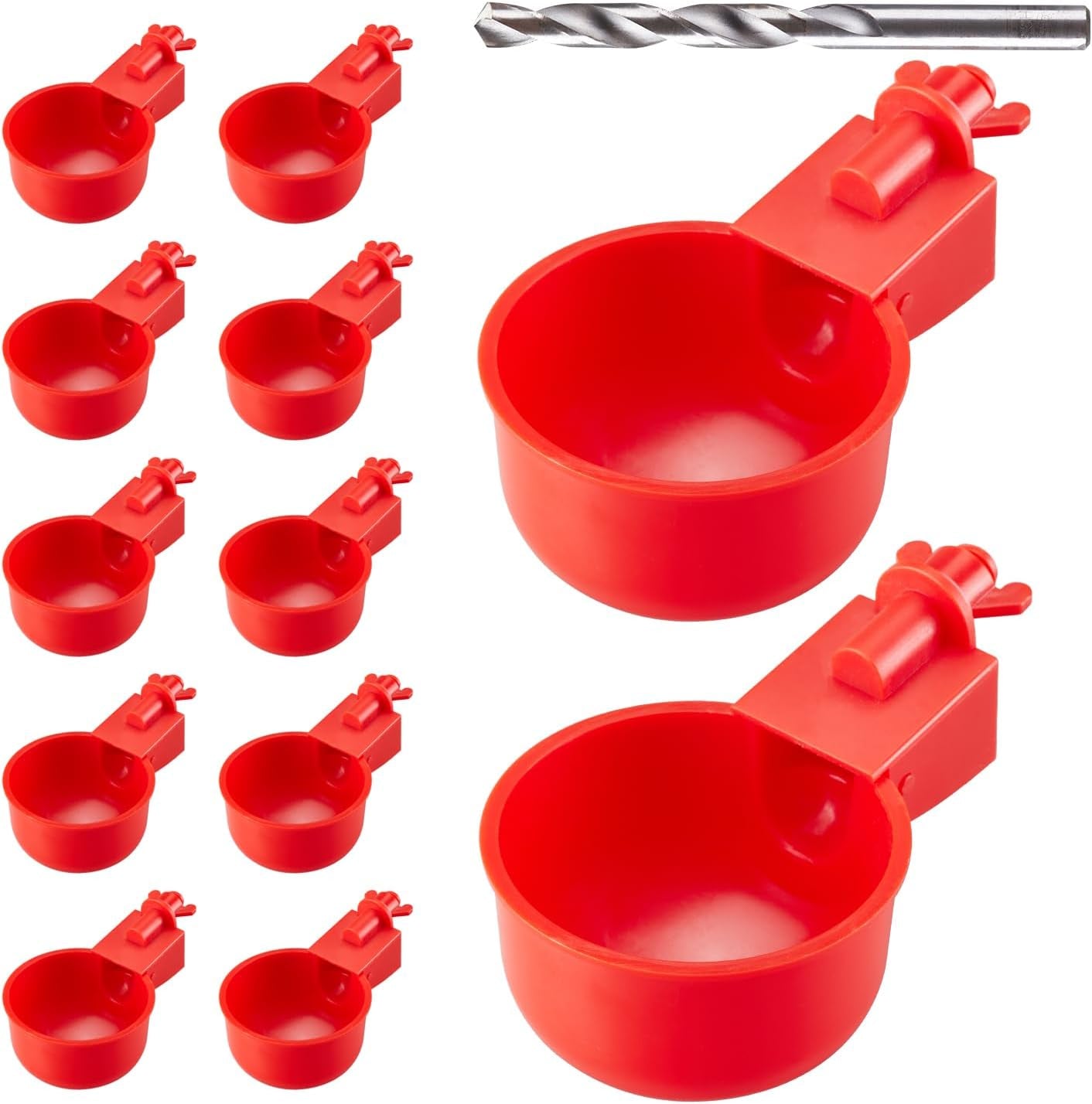 Chicken Water Cups, Automatic Chicken Waterer Kit for Poultry, 3/8 Inch Thread Filling Waterer Poultry Drinking Bowl for Chicken, Ducks, Birds, Turkeys Etc (12 Pack)